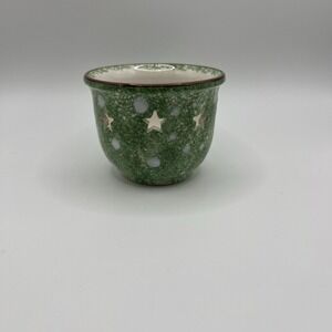 The Cellar Log Cabin Tea Light Votive Candle Holder Hand Painted Made In Italy